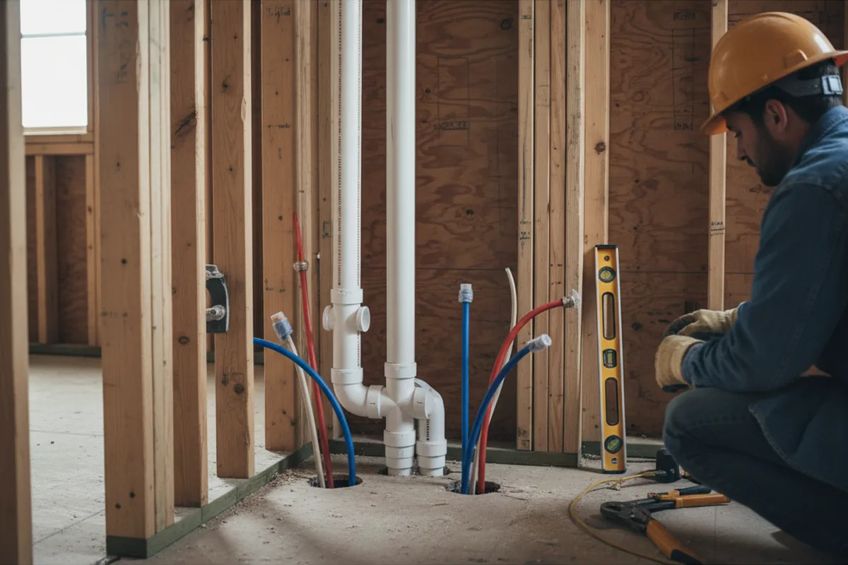 Drain and supply rough-in during Leak Detection in Gruetli Laager